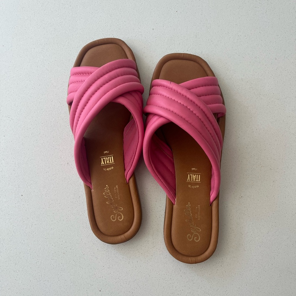 Seychelles Pink Quilted Slide Sandals